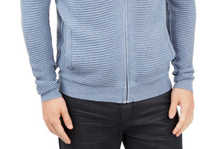 Alfani Men's Textured Zip-Front Cardigan Blue Size Medium