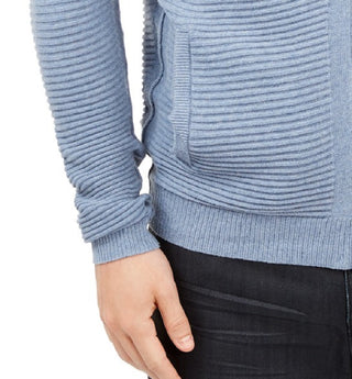 Alfani Men's Textured Zip-Front Cardigan Sweater Blue Size Small