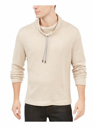Alfani Men's Funnel-Neck Hooded Sweatshirt Beige Size Large