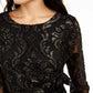 Alfani Women's Petite Velvet-Burnout Side-Tie Top Black Size Medium