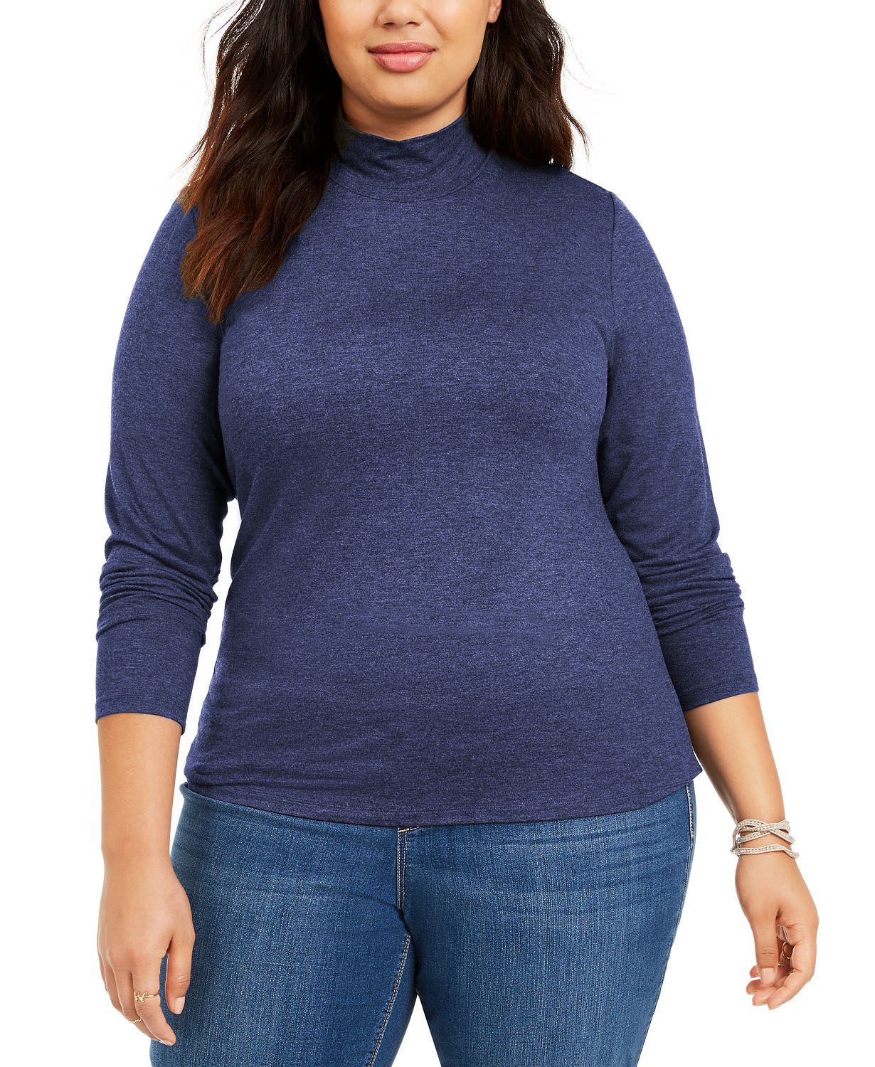 Style & Co Women's Plus Size Solid Mock-Neck Top  Blue Size 3 Extra Large