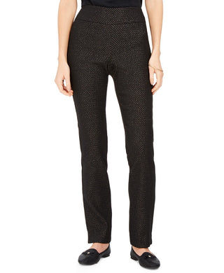 Charter Club Women's Jacquard Pull-On Pants Black Size 4