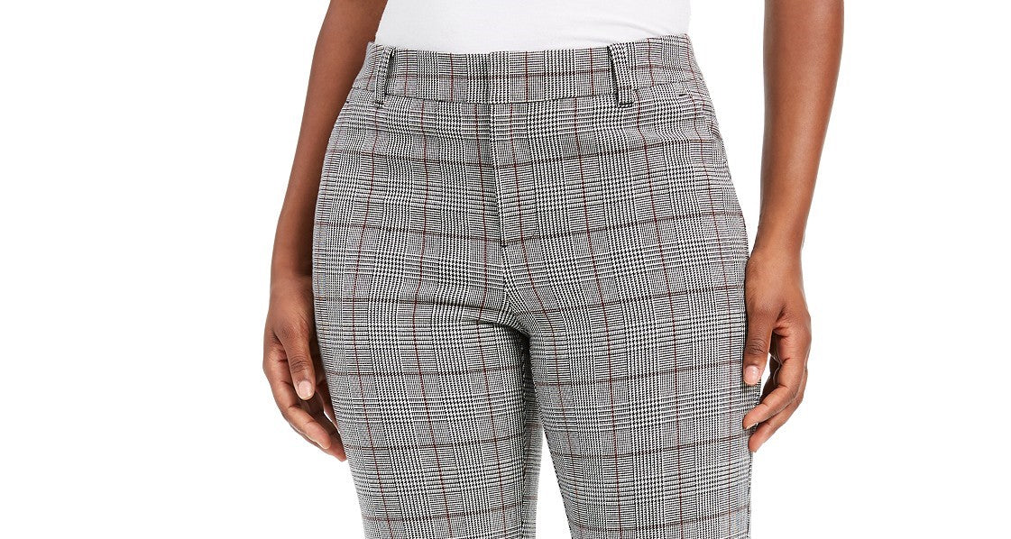 Charter Club Women's Petite Plaid Straight-Leg Pants Gray Size 12
