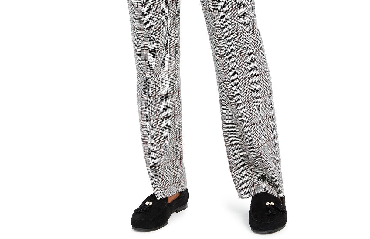 Charter Club Women's Petite Plaid Straight-Leg Pants Gray Size 12