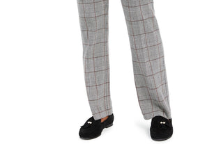 Charter Club Women's Petite Plaid Straight-Leg Pants Gray Size 12