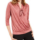 Alfani Women'sTie-Neck Surplice Top Pink Size X-Large