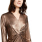 Alfani Women's Metallic Twist-Front Top Charcoal Size Large