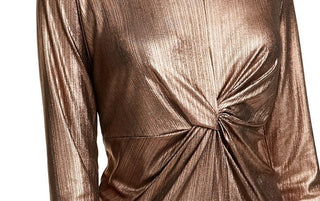 Alfani Women's Metallic Twist-Front Top Charcoal Size Large