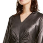 Alfani Women's Metallic Twist-Front Top Black Size Small