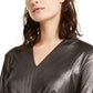 Alfani Women's Metallic Twist-Front Top Charcoal Size Extra Large