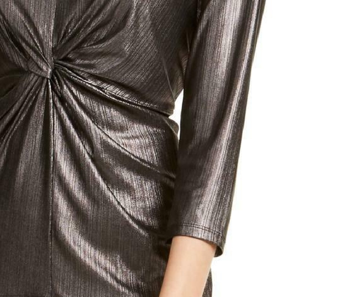 Alfani Women's Metallic Twist-Front Top Charcoal Size 2 Extra Large