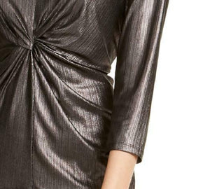 Alfani Women's Metallic Twist-Front Top Charcoal Size 2 Extra Large