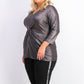 Alfani Women's Plus Size Metallic Twist-Front Top Black Size 1X