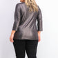 Alfani Women's Plus Size Metallic Twist-Front Top Black Size 3 Extra Large