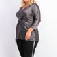 Alfani Women's Plus Size Metallic Twist-Front Top Black Size 3 Extra Large