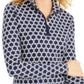 Charter Club Women's Printed Half-Zip Top Blue Size XX-Large