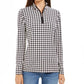 Charter Club Women's Houndstooth-Print Zippered Top Black Size Small