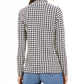 Charter Club Women's Houndstooth-Print Zippered Top Black Size Small