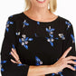 Charter Club Women's Floral Print Pleated Yoke Blouse Black Size Small