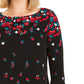 Charter Club Women's Floral Print Bell Sleeve Blouse Black Size Small