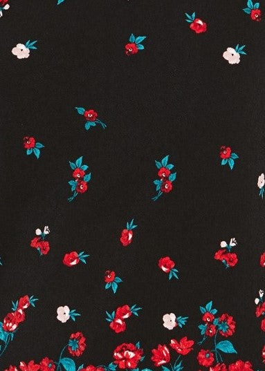 Charter Club Women's Floral Print Bell Sleeve Blouse Black Size Small