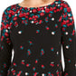 Charter Club Women's Floral Print Bell Sleeve Blouse Black Size Extra Large