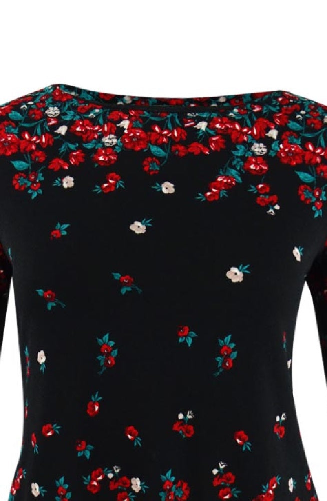 Charter Club Women's Petite Ruffle-Cuff Top Black Size Small