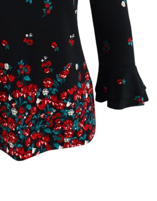 Charter Club Women's Petite Ruffle-Cuff Top Black Size Small