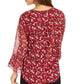 Charter Club Women's Floral-Print Bell-Sleeve Top Red Size Small