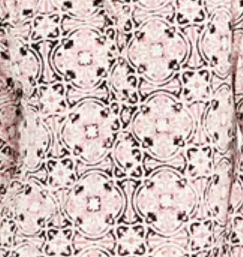 Charter Club Women's 3/4 Sleeve Printed Polo Top Pink Size Small