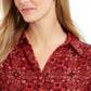 Charter Club Women's Printed Polo Top Red Size Large