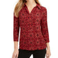 Charter Club Women's Printed Polo Top Red Size Medium