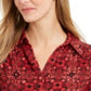 Charter Club Women's Printed Polo Top Red Size Medium
