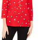 Charter Club Women's 3/4 Sleeve Printed Polo Top Red Size Extra Large