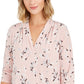 Charter Club Women's Printed V-Neck Top Pink Size Small