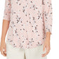 Charter Club Women's Printed V-Neck Top Pink Size Small