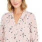 Charter Club Women's Printed V-Neck Top Pink Size X-Large