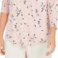 Charter Club Women's Printed V-Neck Top Pink Size X-Large
