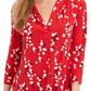 Charter Club Women's Floral  V-Neck Blouse Medium Red Size XX Large