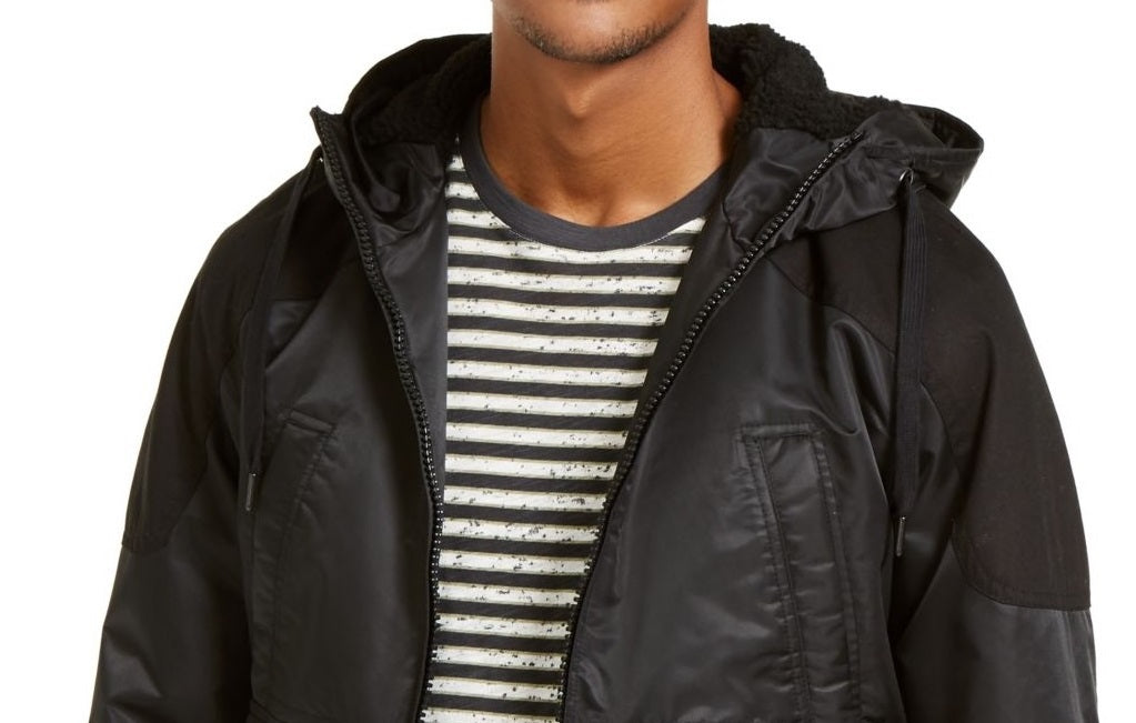 American Rag Men's Ross Hooded Bomber Jacket Black Size Medium