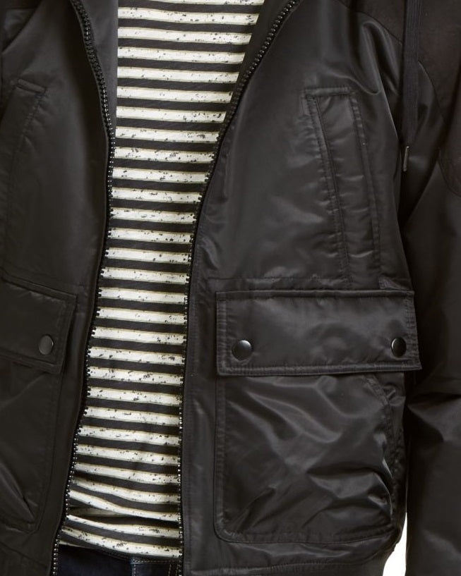 American Rag Men's Ross Hooded Bomber Jacket Black Size Medium