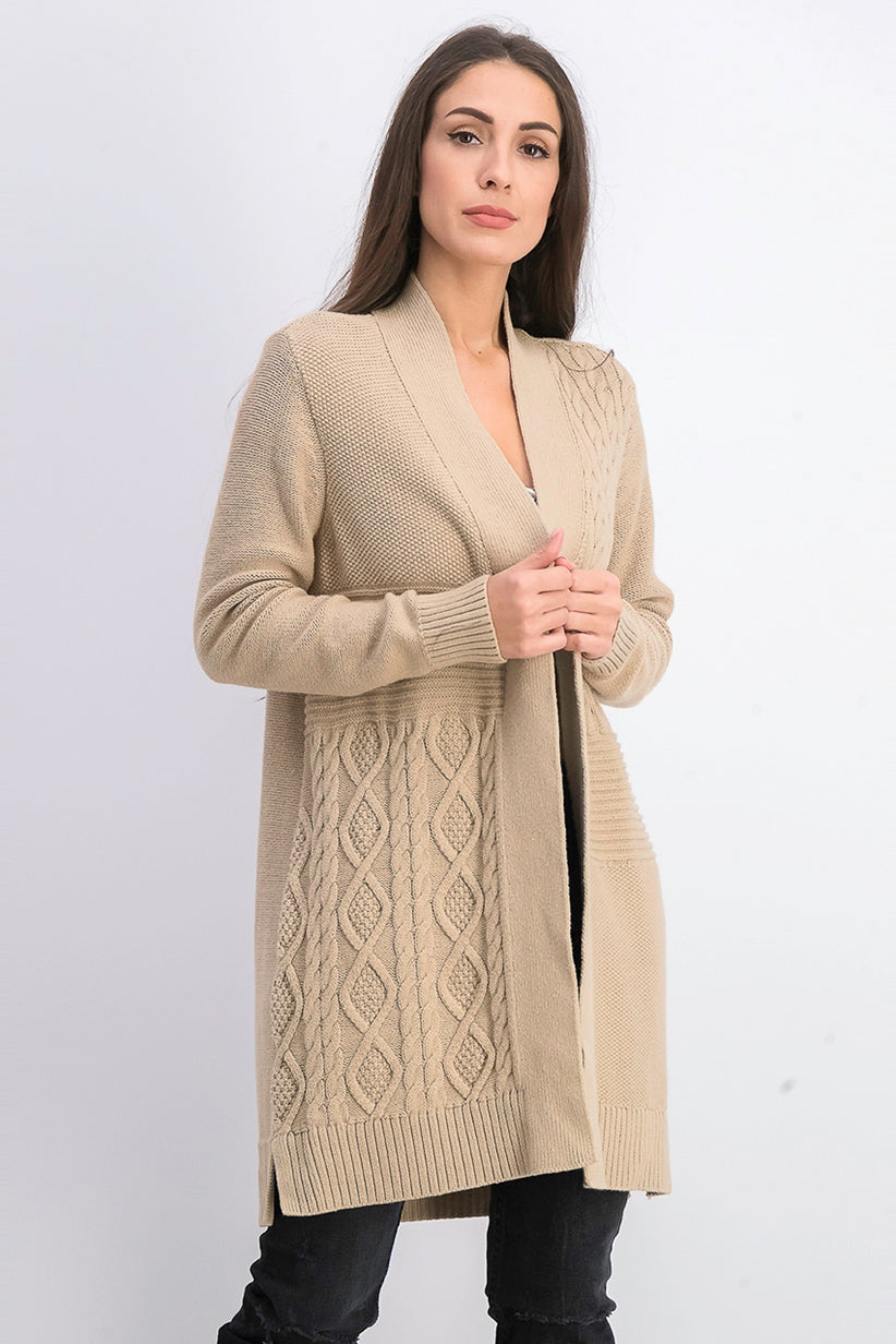 Charter Club Women's Patchwork Cardigan Beige Size Large