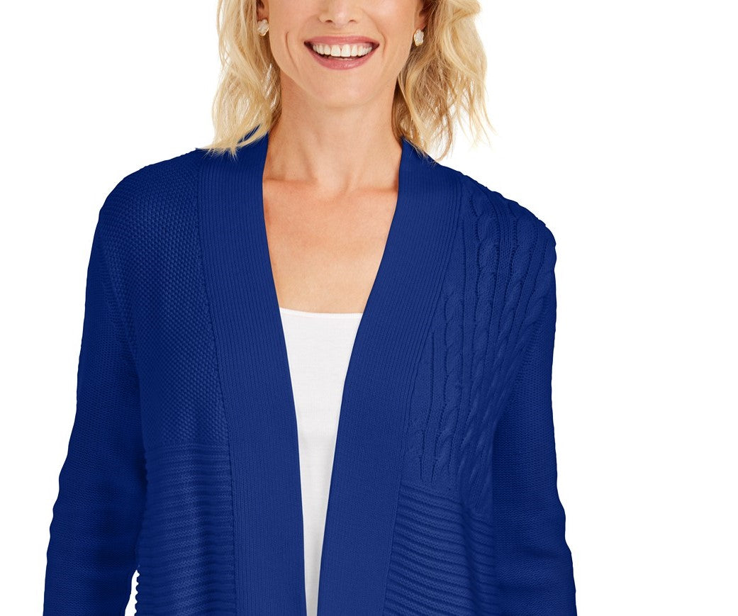 Charter Club Women's Patchwork Cardigan Med Blue Size Medium