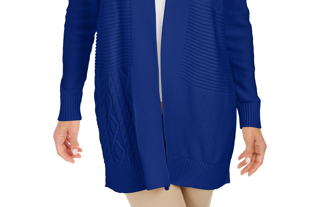 Charter Club Women's Patchwork Cardigan Med Blue Size Medium