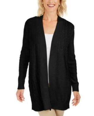 Charter Club Women's Patchwork Cardigan Black Size Extra Small