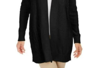 Charter Club Women's Patchwork Cardigan Black Size Extra Small