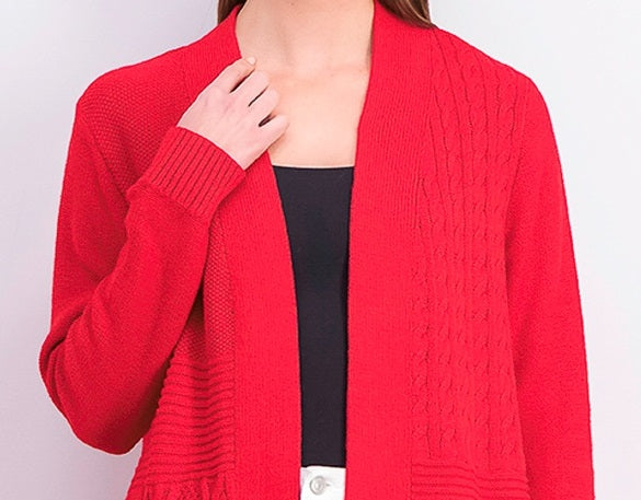 Charter Club Women's Patchwork Cardigan Red Size Small