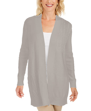 Charter Club Women's Petite Patchwork Cardigan Beige Size Petite Small