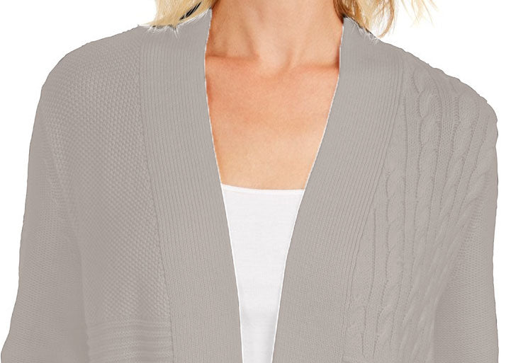 Charter Club Women's Petite Patchwork Cardigan Beige Size Petite Small