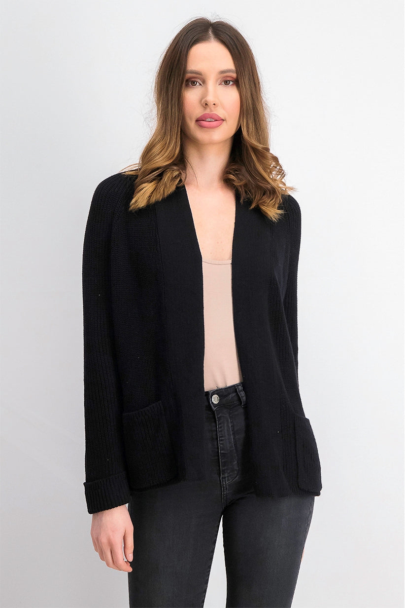 Charter Club Women's Cotton Open-Front Cardigan Black Size Extra Large